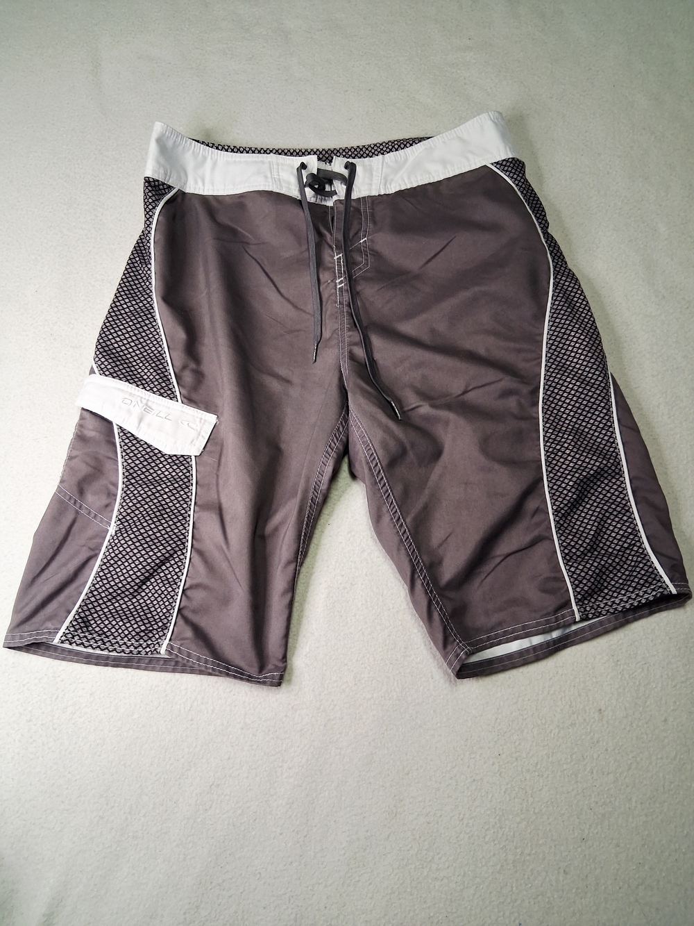 O'Neill Gray and White Athletic Board Shorts